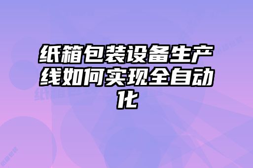 紙箱包裝設(shè)備生產(chǎn)線如何實現(xiàn)全自動化